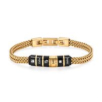Men's Wheat Chain Engraved Bead Bracelet