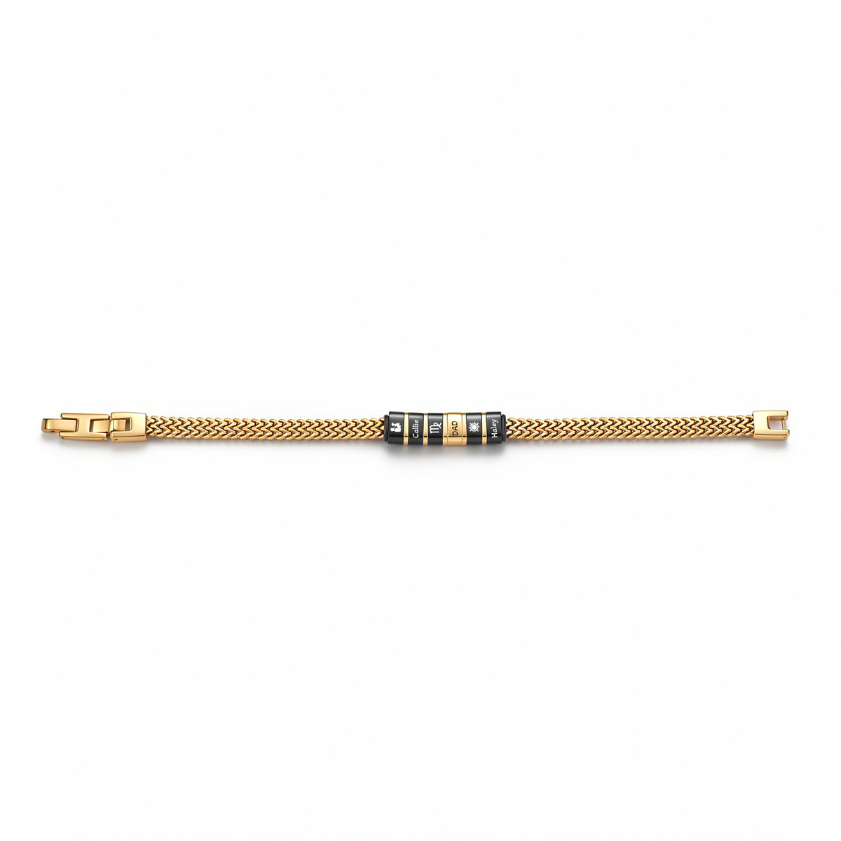 Men's Wheat Chain Engraved Bead Bracelet