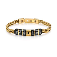 Men's Wheat Chain Engraved Bead Bracelet