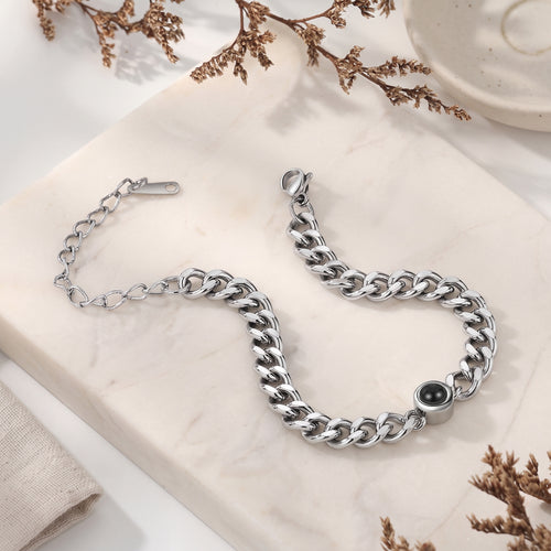 Men's Photo Projection Curb Chain Bracelet