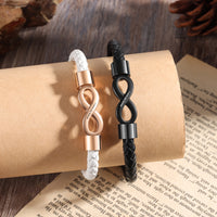 Personalized Infinity Leather Couple Bracelets