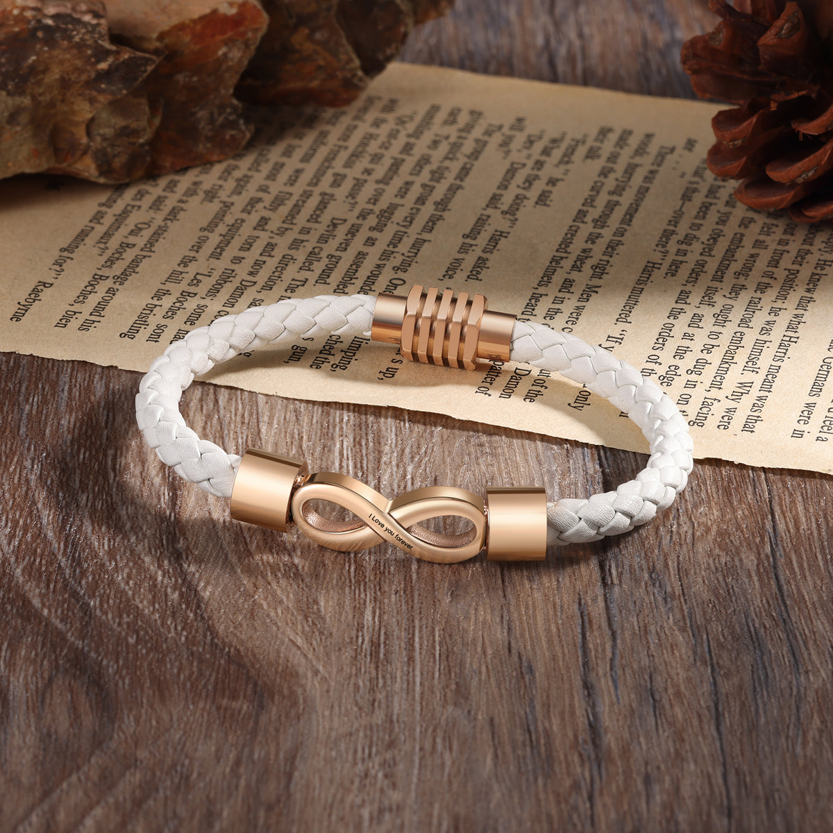 Personalized Infinity Leather Couple Bracelets