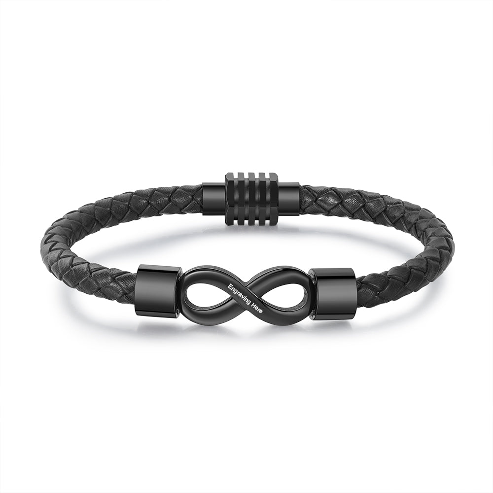 Personalized Infinity Leather Couple Bracelets