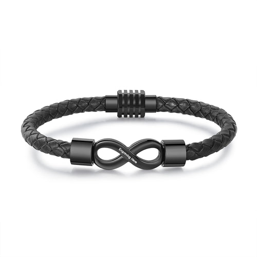 Personalized Infinity Leather Couple Bracelets