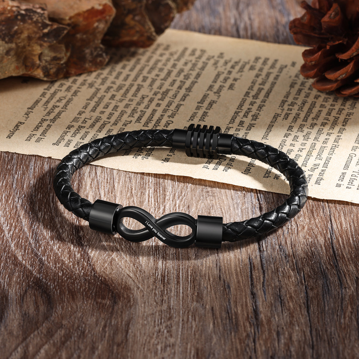 Personalized Infinity Leather Couple Bracelets