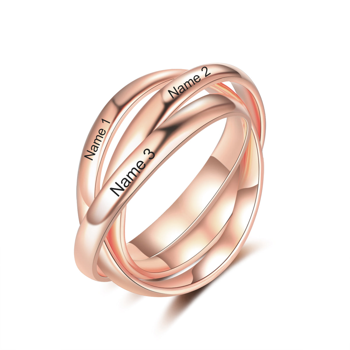 Engraved Interlocking Trio Name Ring