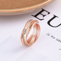 Engraved Interlocking Trio Name Ring