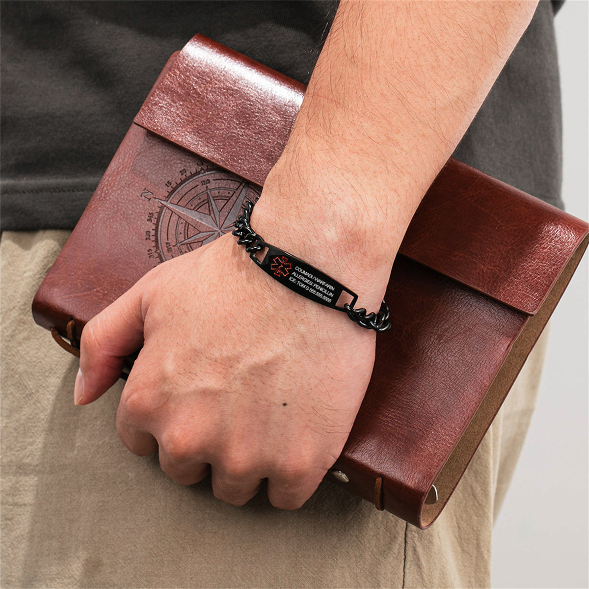 Engraved Medical ID Bracelet, Steel or Gold