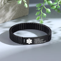 Gold Stretch Engraved Medical ID Bracelet