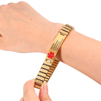 Gold Stretch Engraved Medical ID Bracelet