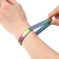 Rainbow Stretch Engraved Medical ID Bracelet
