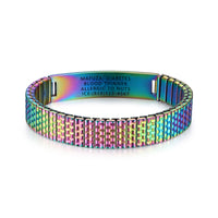Rainbow Stretch Engraved Medical ID Bracelet