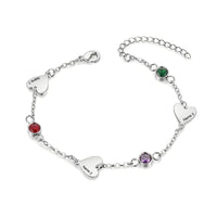 Heart Birthstone Engraved Name Bracelet