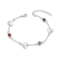 Heart Birthstone Engraved Name Bracelet