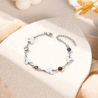 Heart Birthstone Engraved Name Bracelet