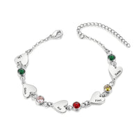 Heart Birthstone Engraved Name Bracelet