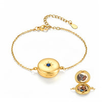 Round Photo Locket Birthstone Bracelet