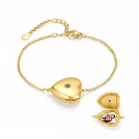 Round Photo Locket Birthstone Bracelet