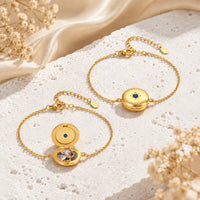 Round Photo Locket Birthstone Bracelet