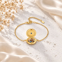 Round Photo Locket Birthstone Bracelet