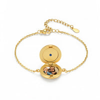 Round Photo Locket Birthstone Bracelet