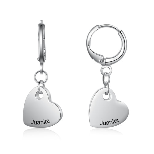 Engraved Heart Name Huggie Earrings