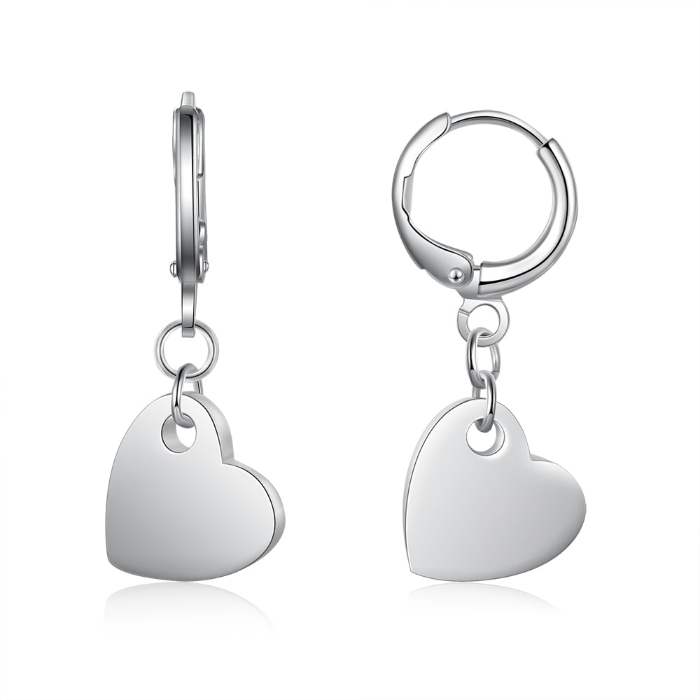 Engraved Heart Name Huggie Earrings