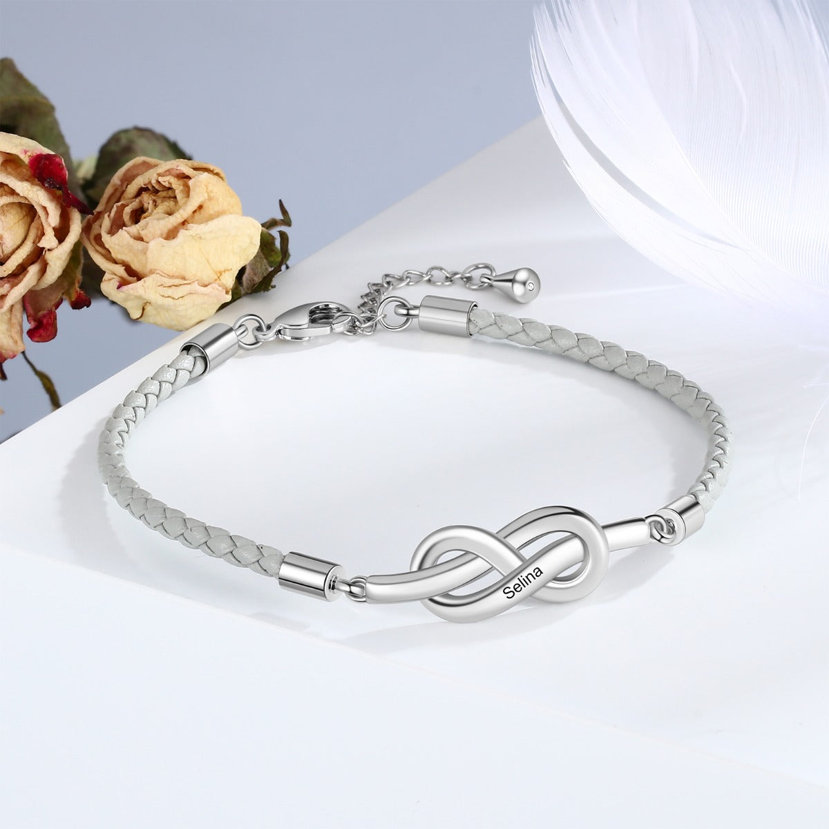 Engraved Love Knot Braided Bracelet
