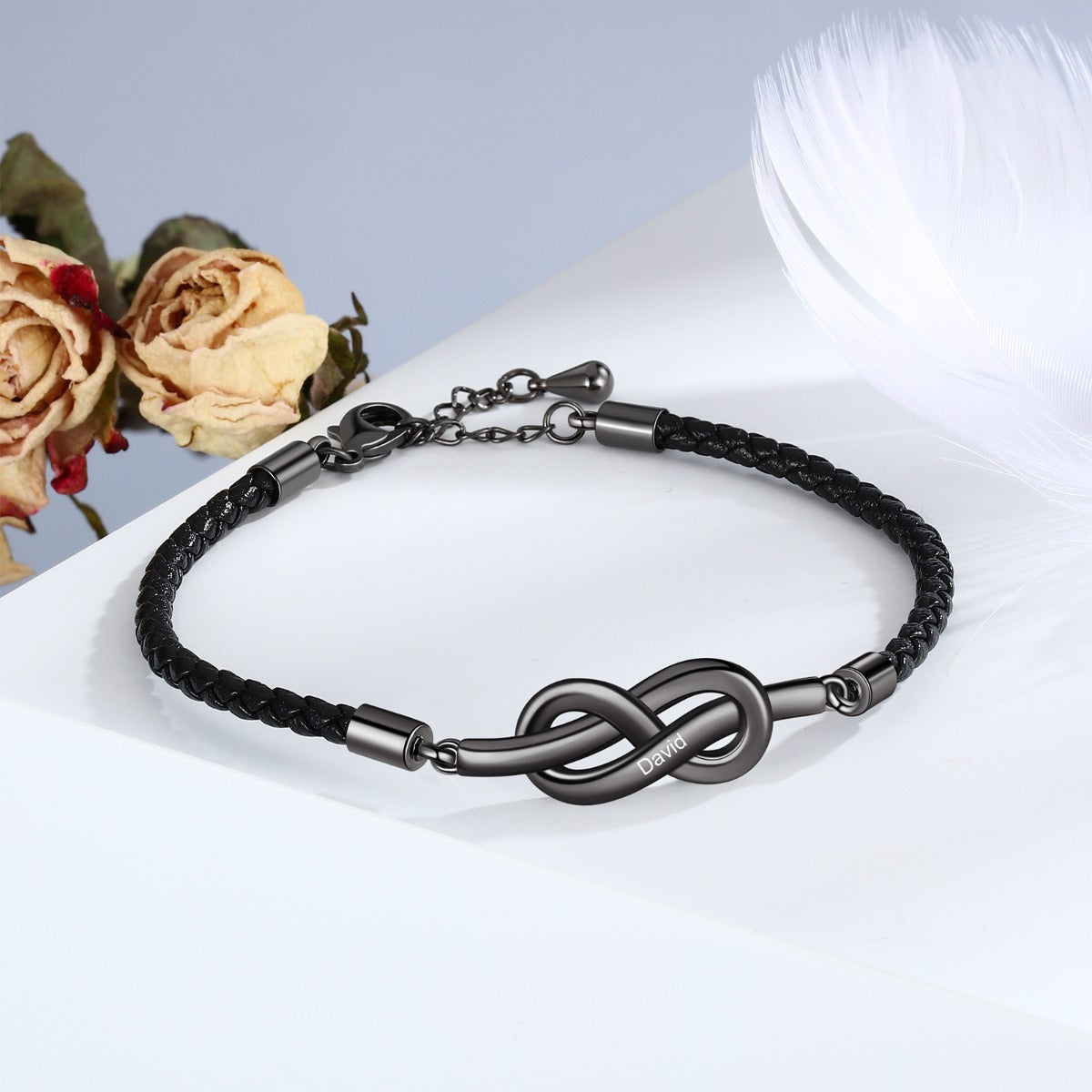 Engraved Love Knot Couple Bracelet Set