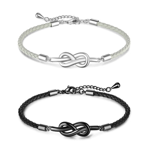 Engraved Love Knot Couple Bracelet Set