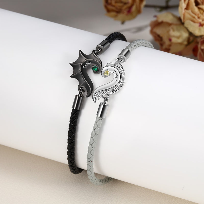 Angel and Demon Braided Couple Bracelets