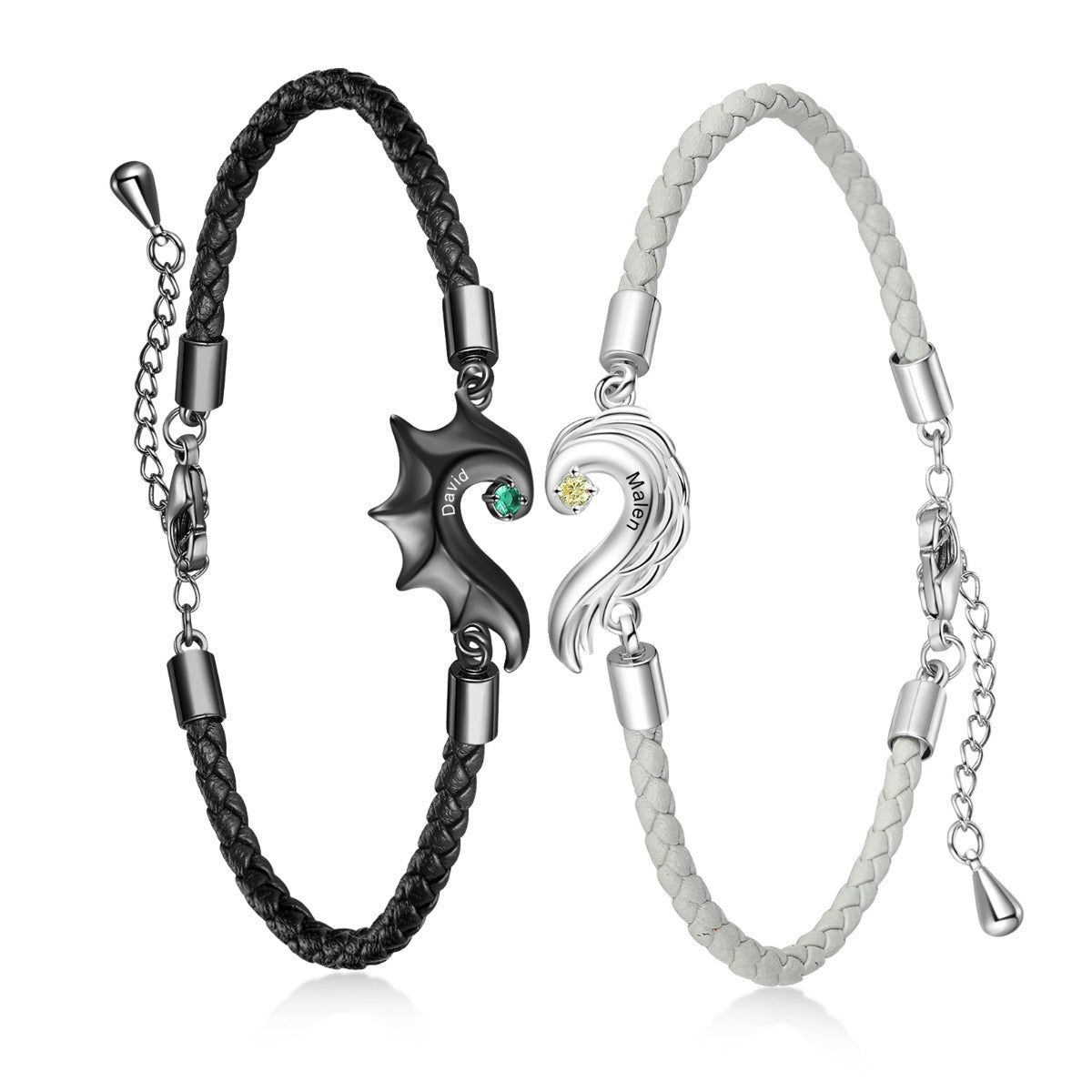 Angel and Demon Braided Couple Bracelets