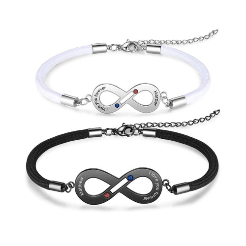 Infinity Birthstone Couple Bracelet Set