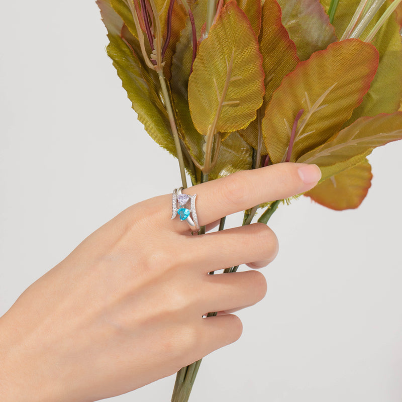Sterling Silver Heart Birthstone Ring