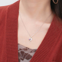 Sterling Silver Mini Heart Two Stone Name Necklace