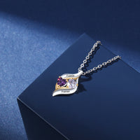 Sterling Silver Mini Heart Two Stone Name Necklace