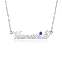Script Name Necklace with Birthstone