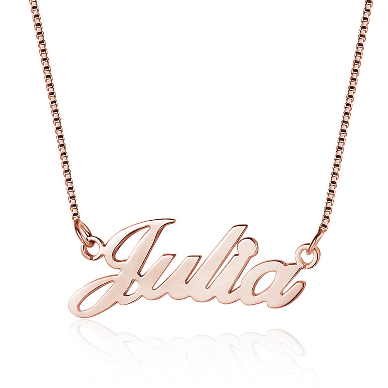 Gold Plated Script Name Necklace with Box Chain