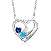Sterling Silver Heart Cluster Birthstone Name Necklace