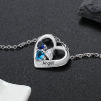 Sterling Silver Heart Cluster Birthstone Name Necklace