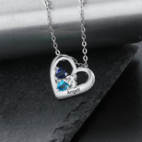 Sterling Silver Heart Cluster Birthstone Name Necklace