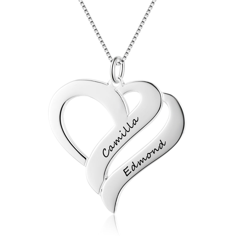 Personalized Double Heart Name Necklace