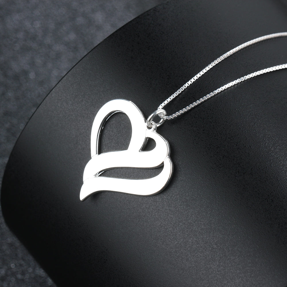 Personalized Double Heart Name Necklace