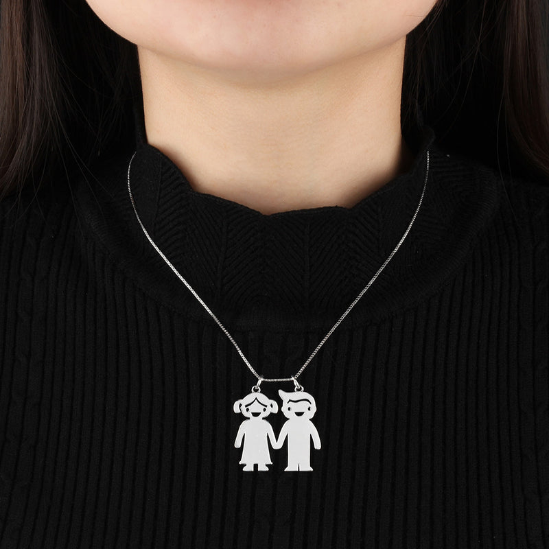 Engraved Kids Figure Name Necklace for Mom