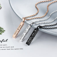 Engraved Vertical Bar Necklace in Four Colours
