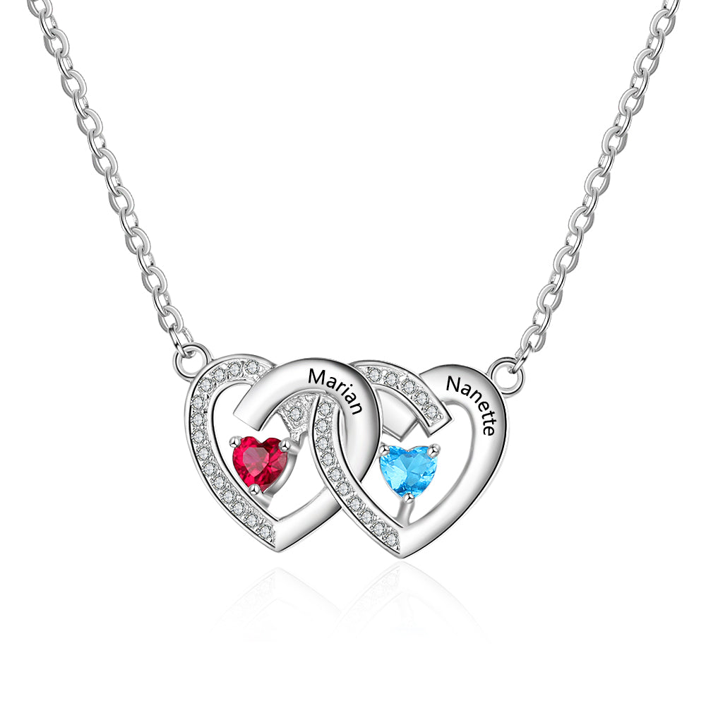 Sterling Silver Interlocking Hearts Name Necklace