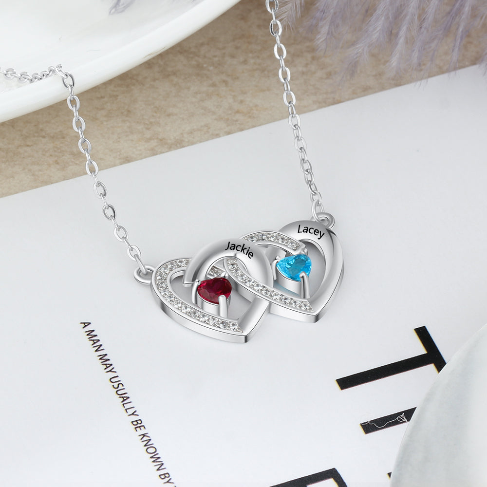 Sterling Silver Interlocking Hearts Name Necklace
