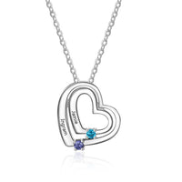 Sterling Silver Nested Hearts Two Name Necklace