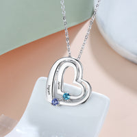 Sterling Silver Nested Hearts Two Name Necklace