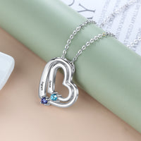 Sterling Silver Nested Hearts Two Name Necklace
